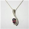 Image 1 : 10K YELLOW GOLD GARNET(0.6CT) DIAMOND(0.2CT)  NECKLACE  (LENGTH 18"INCHES)