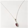 Image 2 : 10K YELLOW GOLD GARNET(0.6CT) DIAMOND(0.2CT)  NECKLACE  (LENGTH 18"INCHES)