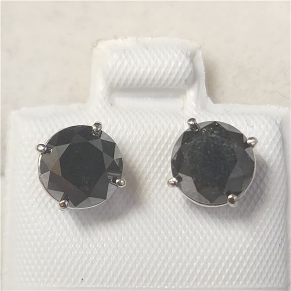 14K WHITE GOLD BLACK DIAMOND(3.06CT)  EARRINGS (WEIGHT 1.28G)