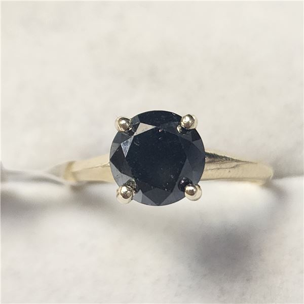 10K YELLOW GOLD BLACK DIAMOND(1.8CT) RING (SIZE 5.5) (WEIGHT 1.93G)