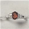 Image 1 : 10K WHITE GOLD GARNET(1CT) DIAMOND(0.2CT)  RING (SIZE 7) (WEIGHT 2.12G)