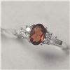 Image 3 : 10K WHITE GOLD GARNET(1CT) DIAMOND(0.2CT)  RING (SIZE 7) (WEIGHT 2.12G)