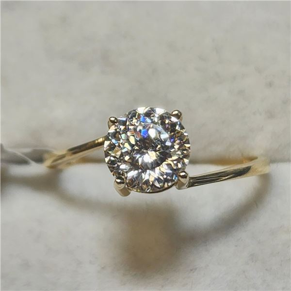 10K YELLOW GOLD MOISSANITE(1CT)  RING (SIZE 6.75) (WEIGHT 1.43G)