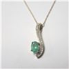 Image 1 : 10K YELLOW GOLD EMERALD 18"(0.5CT) DIAMOND(0.2CT)  NECKLACE (WEIGHT 1.55G)