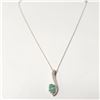 Image 2 : 10K YELLOW GOLD EMERALD 18"(0.5CT) DIAMOND(0.2CT)  NECKLACE (WEIGHT 1.55G)