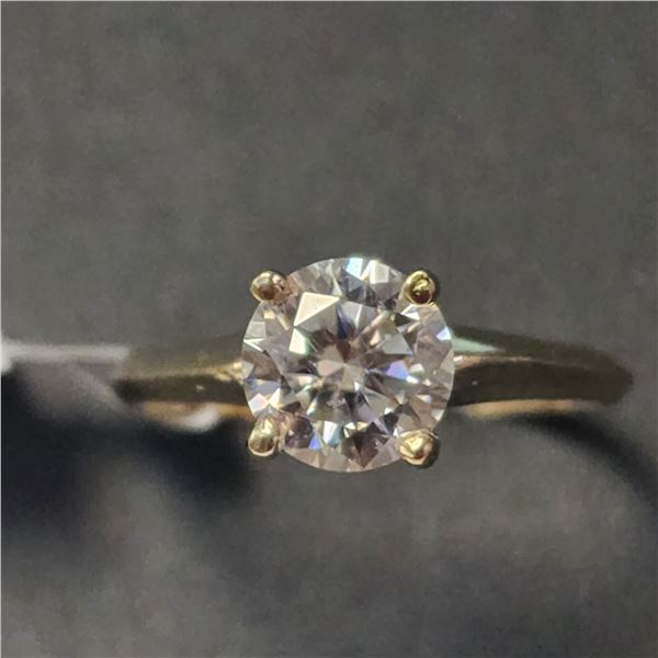 10K YELLOW GOLD WHITE MOISSANITE(1CT)  RING (SIZE 5.5) (WEIGHT 1.73G)