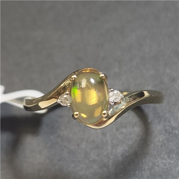 10K YELLOW GOLD OPAL(1CT) DIAMOND(0.02CT)  RING (SIZE 7) (WEIGHT 1.46G)