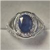 Image 1 : SILVER BLUE SAPPHIRE(2.5CT) CUBIC ZIRCONIA(0.9CT)  RING (WEIGHT 5.39G) SIZE 10