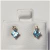 Image 1 : 10K YELLOW GOLD BLUE TOPAZ(0.44CT) DIAMOND(0.06CT)  EARRINGS