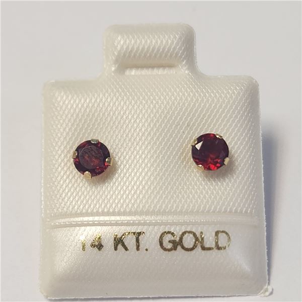 14K YELLOW GOLD GARNET(0.67CT)  EARRINGS