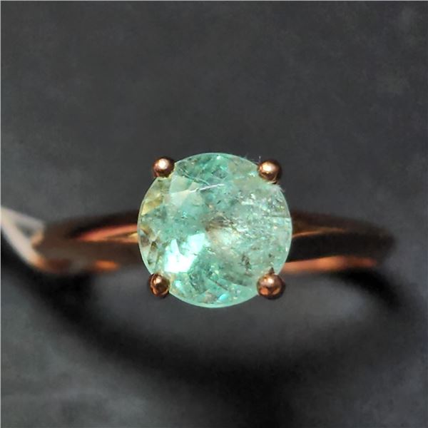 10K ROSE GOLD NATURAL COLOMBIA EMERALD(0.9CT)  RING (SIZE 6) (WEIGHT 1.65G)