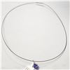 Image 2 : 14K WHITE GOLD TANZANITE WITH HIGH FASHION CHORD  NECKLACE (WEIGHT 0.93G)