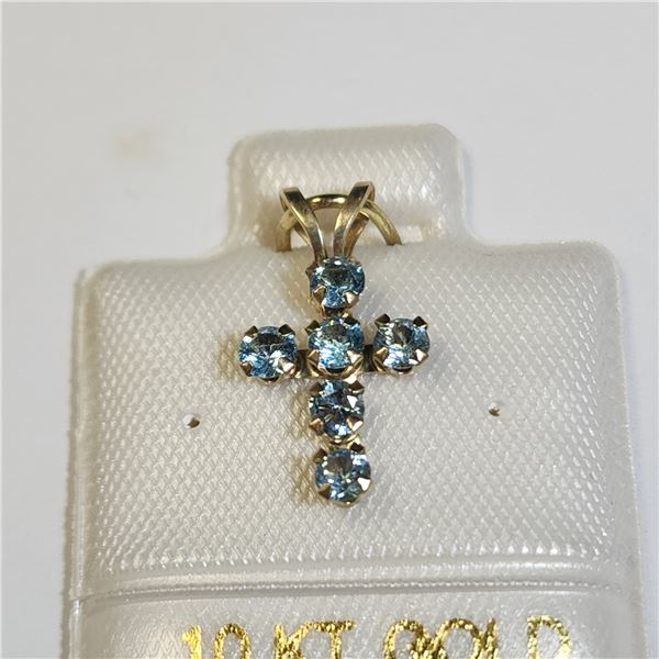 10K YELLOW GOLD BLUE TOPAZ(0.4CT)  PENDANT