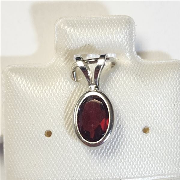 14K WHITE GOLD GARNET(1CT)  PENDANT