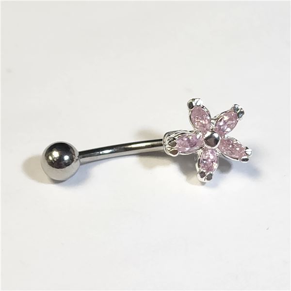 SILVER CUBIC ZIRCONIA  BELLY BUTTON