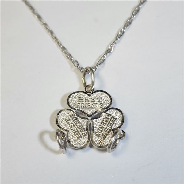 SILVER 3 SEPARABLE FRIEND PENDANT WITH CHAIN  NECKLACE