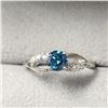 Image 1 : 10K WHITE GOLD BLUE DIAMOND TREATED(0.45CT) DIAMOND(0.06CT)  RING (SIZE 6)