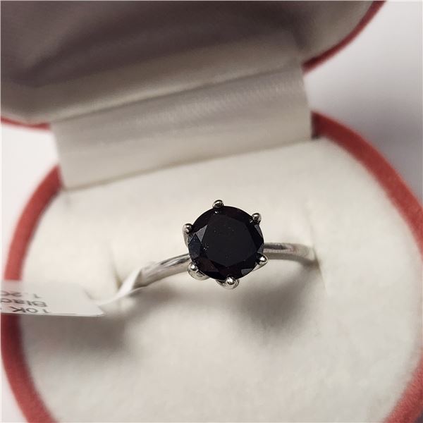 10K WHITE GOLD BLACK DIAMOND(1.2CT)  RING (SIZE 6) (WEIGHT 2.44G)