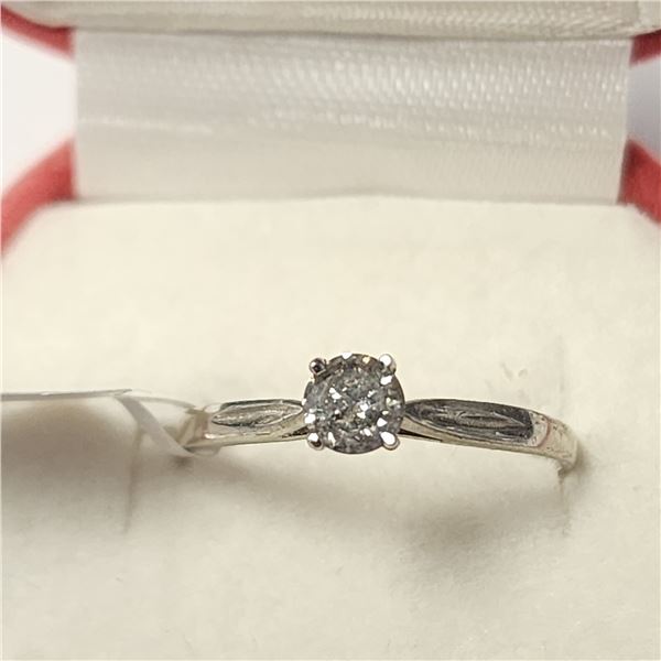 14K WHITE GOLD DIAMOND(0.25CT)  RING (SIZE 6) (WEIGHT 1.17G)
