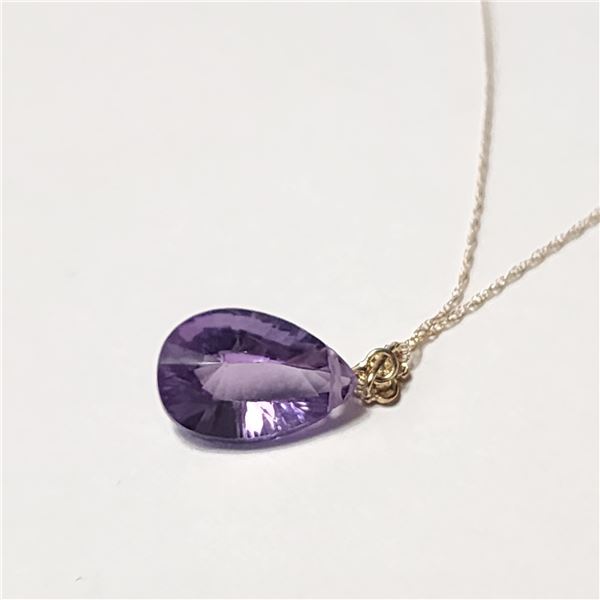 14K YELLOW GOLD AEMTHYST 18"  NECKLACE