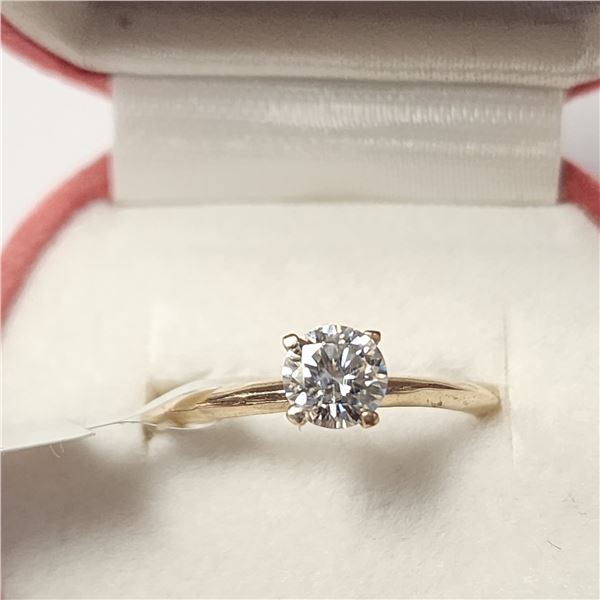 10K YELLOW GOLD WHITE MOISSANITE (0.5CT)  RING (SIZE 6)