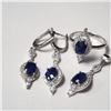 Image 1 : SILVER BLUE SAPPHIRE RING EARRING AND PENDANT  SET