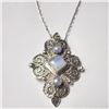 Image 1 : SILVER MOONSTONE AND PEARL 12.52G 18"  NECKLACE