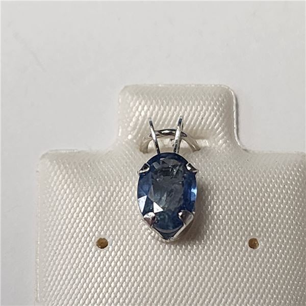 14K WHITE GOLD NATURAL BLUE SAPPHIRE 5X7MM  PENDANT