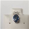 Image 1 : 14K WHITE GOLD NATURAL BLUE SAPPHIRE 5X7MM  PENDANT