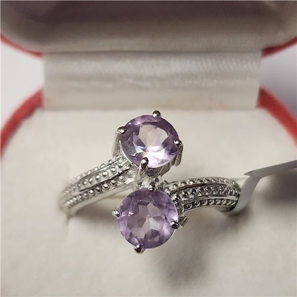 SILVER AMETHYST(1.35CT)  RING (WEIGHT 4.9G) SIZE 7