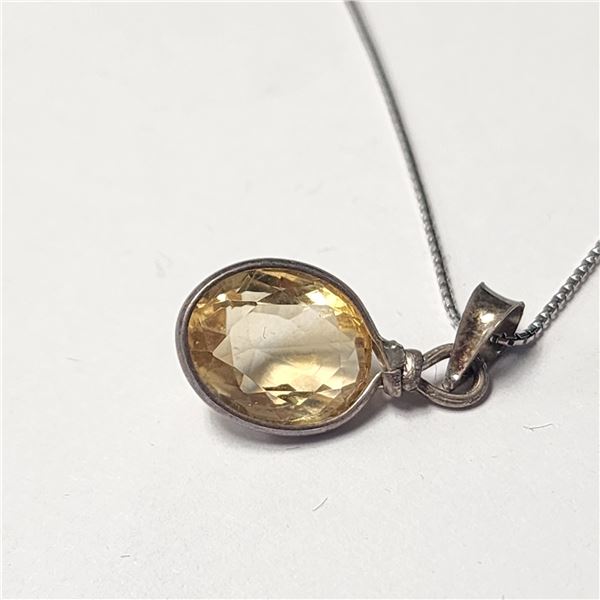 SILVER CITRINE 18"  NECKLACE