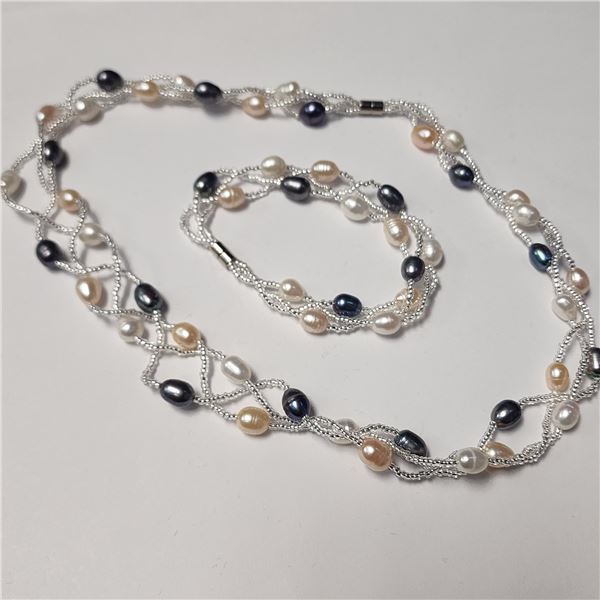 PEARL BRACELET AND NECKLACE  SET