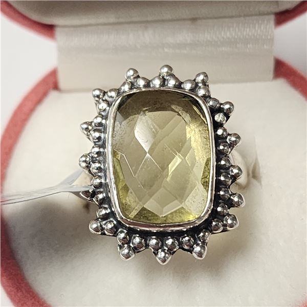 SILVER LEMON QUARTZ(6.3CT)  RING (WEIGHT 5.8G) SIZE 6.75