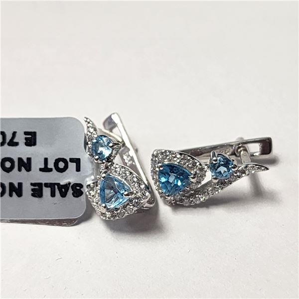 SILVER BLUE TOPAZ  EARRINGS