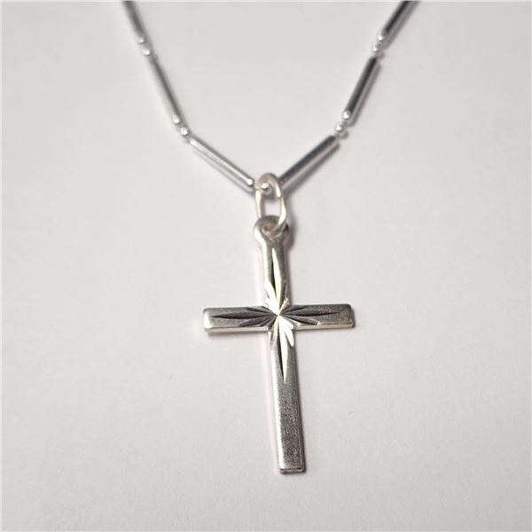 SILVER 18  CROSS  NECKLACE