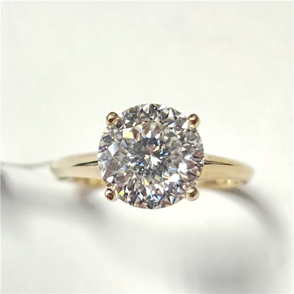 10K YELLOW GOLD WHITE MOISSANITE TEST LIKE DIAMOND LOOKS BETTER(2CT)  RING  (WEIGHT 1.9G) SIZE 6