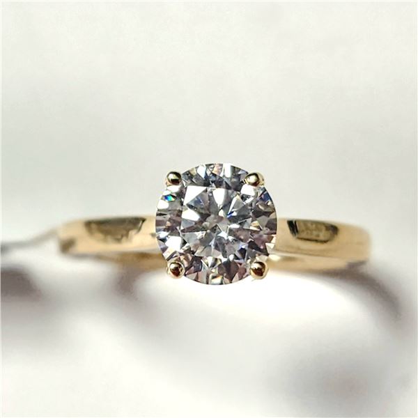 10K YELLOW GOLD WHITE MOISSANITE TEST LIKE DIAMOND LOOKS BETTER(1CT) MOISSANITE(0.02CT)  RING (SI...