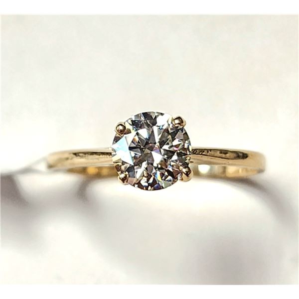 10K YELLOW GOLD WHITE MOISSANITE TEST LIKE DIAMOND LOOKS BETTER(0.75CT)  RING (SIZE 6.75) (WEIGHT...