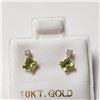 Image 1 : 10K YELLOW GOLD PERIDOT(0.4CT) DIAMOND(0.06CT)  EARRINGS