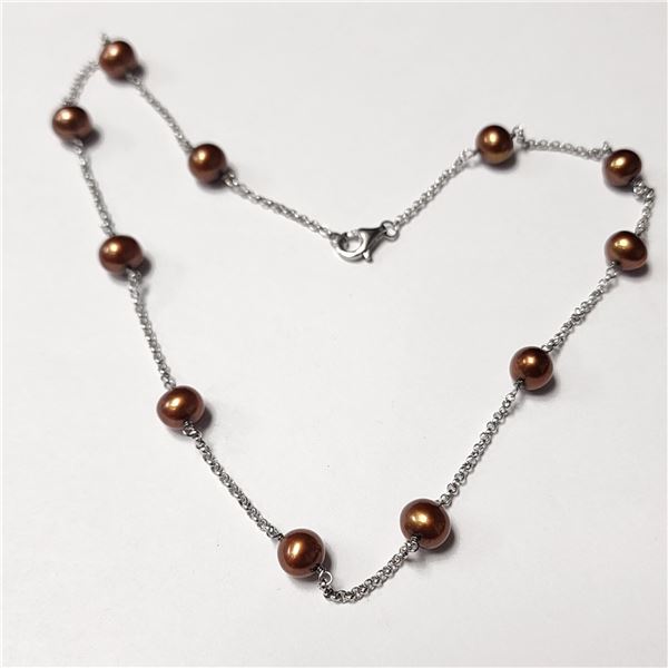 SILVER PEARL 18"  NECKLACE