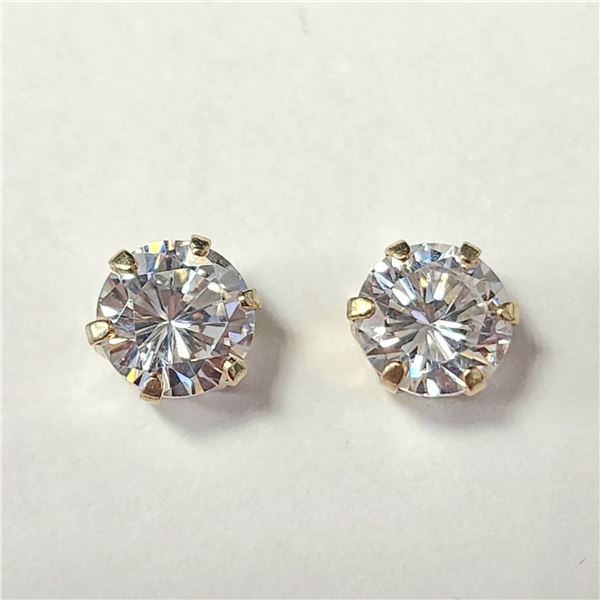 10K YELLOW GOLD CZ 6.5MM  EARRINGS