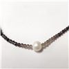 Image 2 : SILVER FRESH WATER PEARL AND SMOKEY QUARTZ 16"  NECKLACE