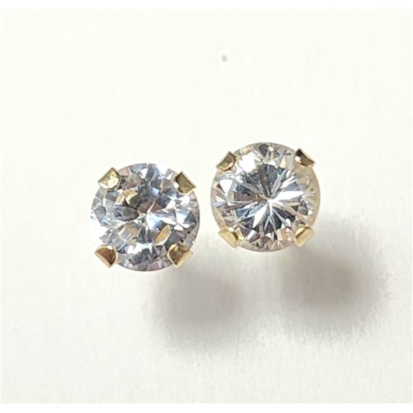 14K YELLOW GOLD CZ   EARRINGS