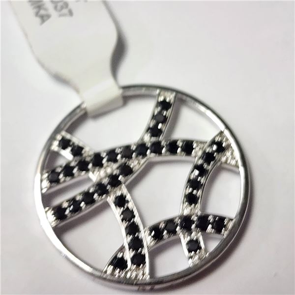 SILVER BLACK ONYX AND DIAMOND  PENDANT