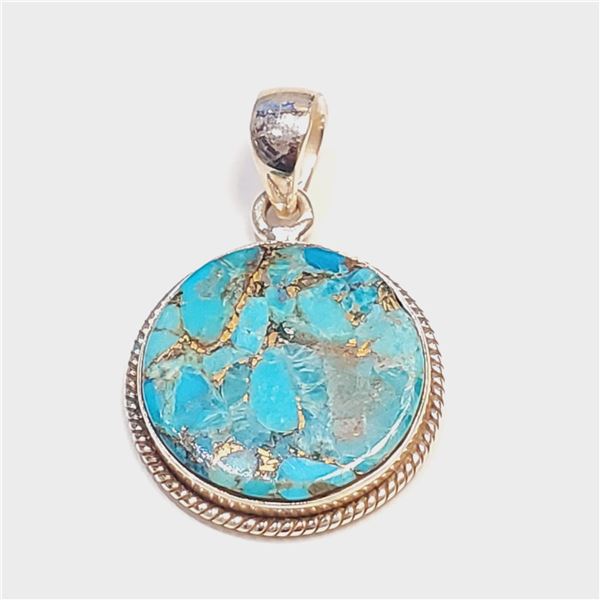 SILVER COPPER MUHAVE TURQUOISE(15.25CT) PENDANT