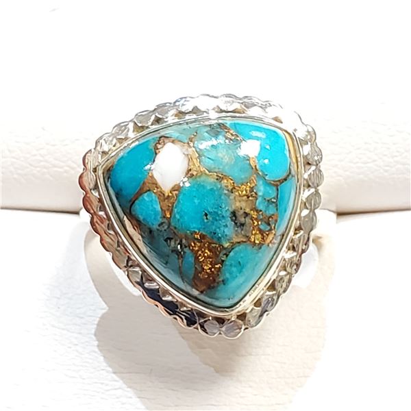 SILVER COPPER MUHAVE TURQUOISE(7.05CT) RING SIZE 7