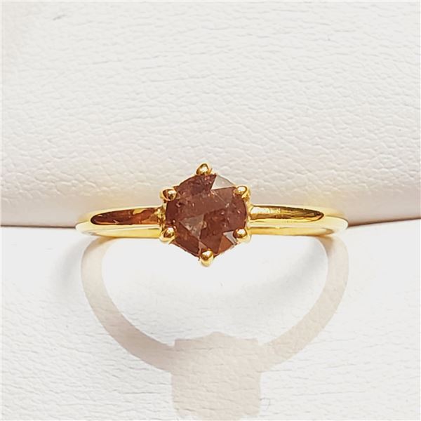 GOLD PLATED SILVER ROSE CUT DIAMOND(0.75CT) RING SIZE 7