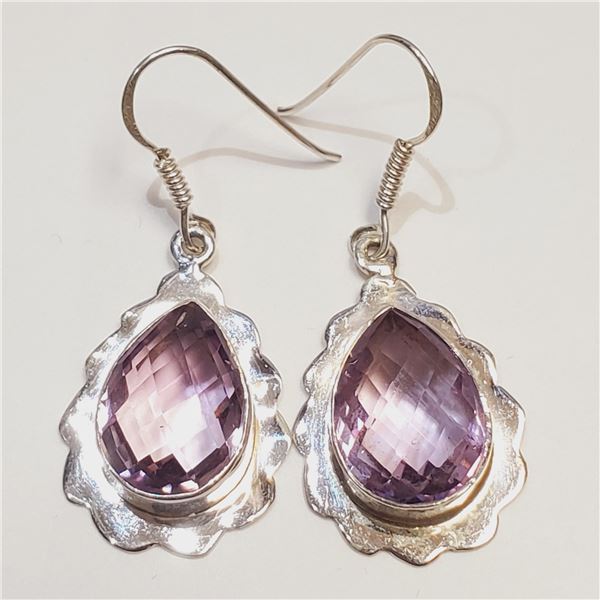 SILVER PINK AMETHYST(10.8CT) EARRINGS