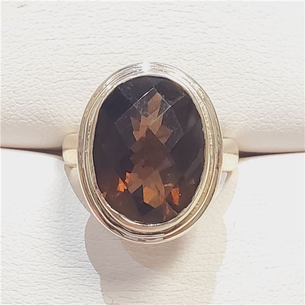 SILVER SMOKEY QUARTZ(8.5CT) RING SIZE 7.