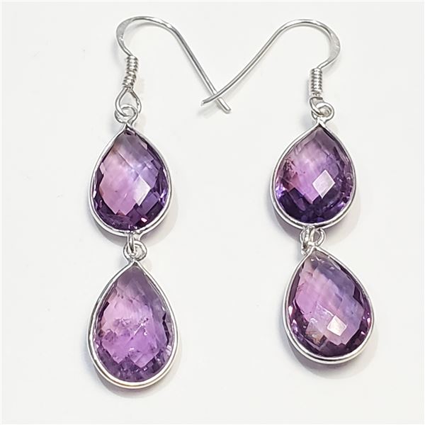 SILVER AMETHYST(14.4CT) EARRINGS